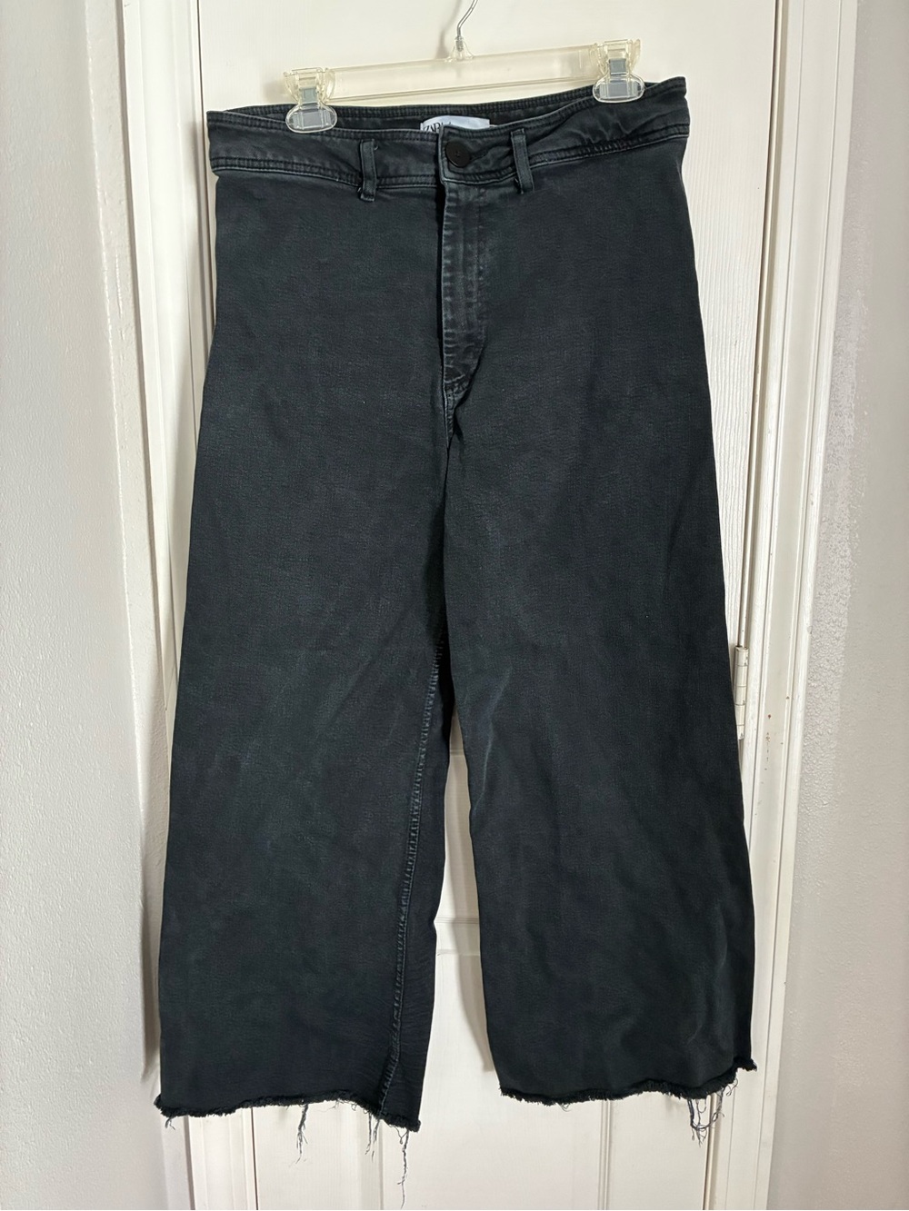 Zara Black Marine High-Rise Wide Leg Jeans